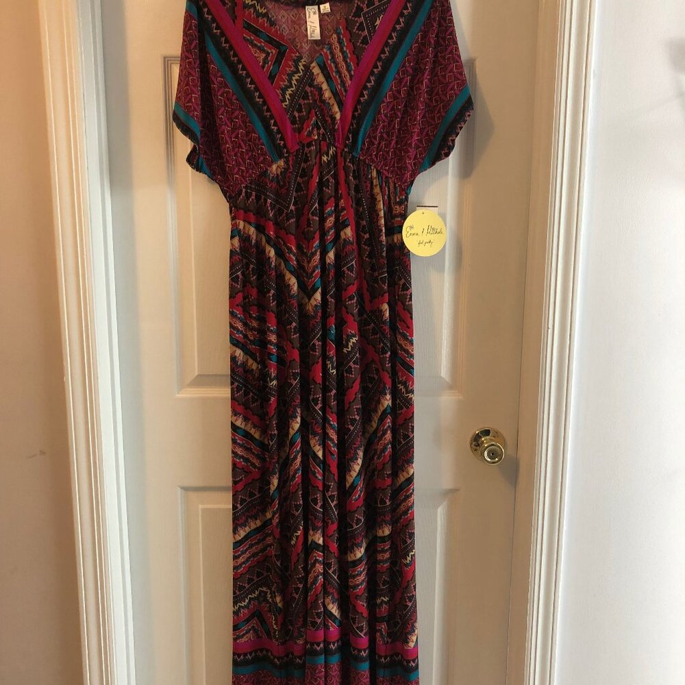 NWT Emma & Michelle Boho Chic Print Maxi Dress